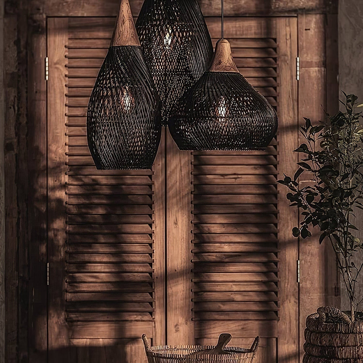 Visopam Braided Rattan Livingroom Pendant Lamp