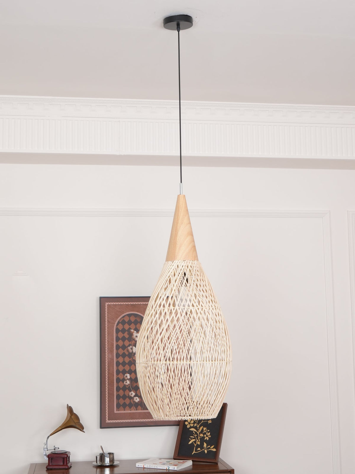 Braided Rattan Swag Pendant Lamp
