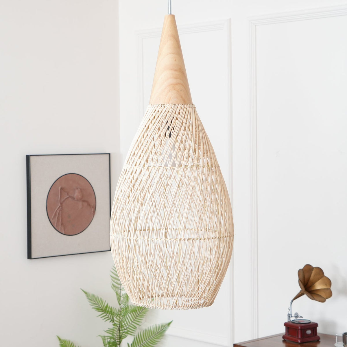 Braided Rattan Swag Pendant Lamp