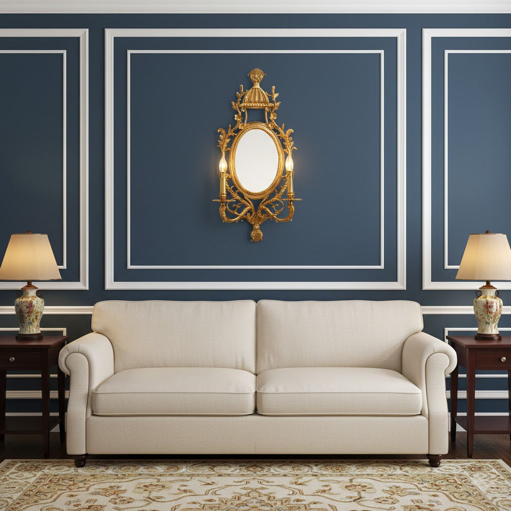 Elyndor Carved Mirror Wall Lamp