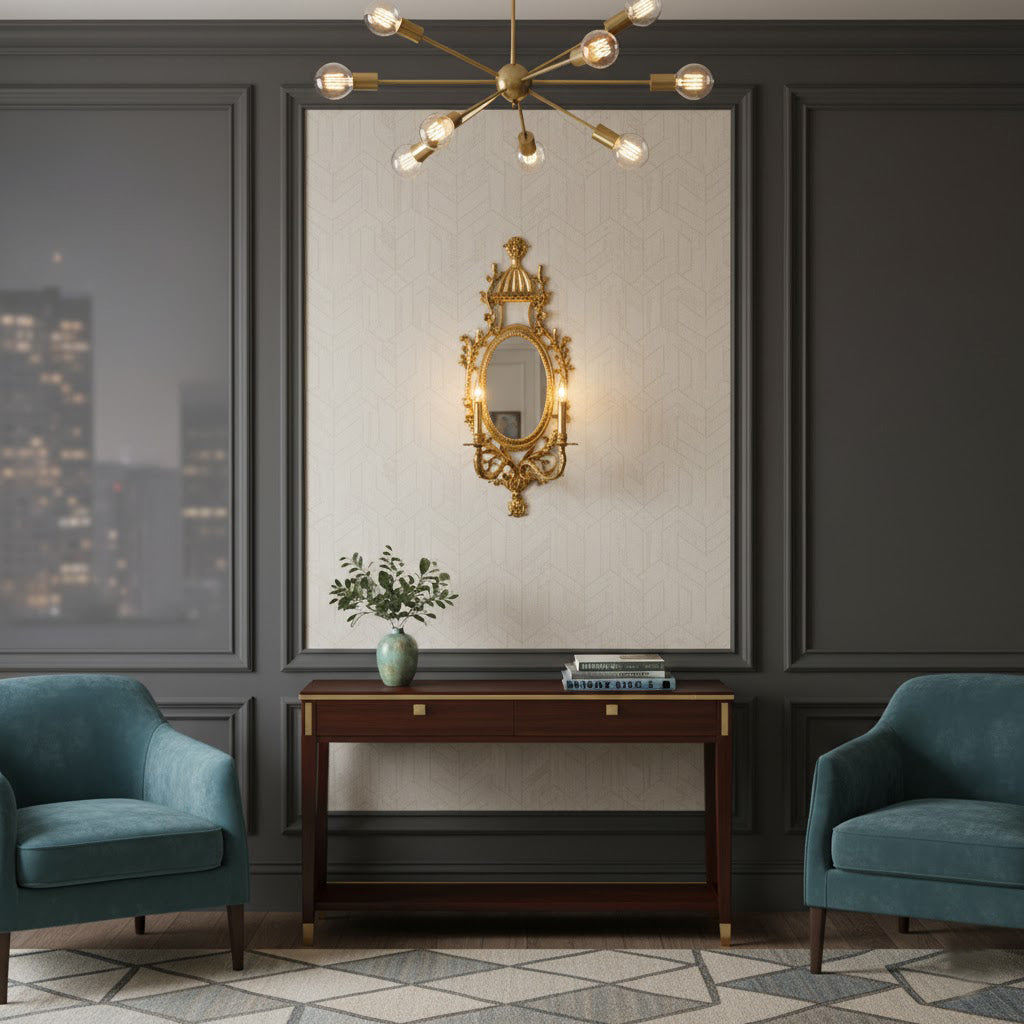 Elyndor Carved Mirror Wall Lamp