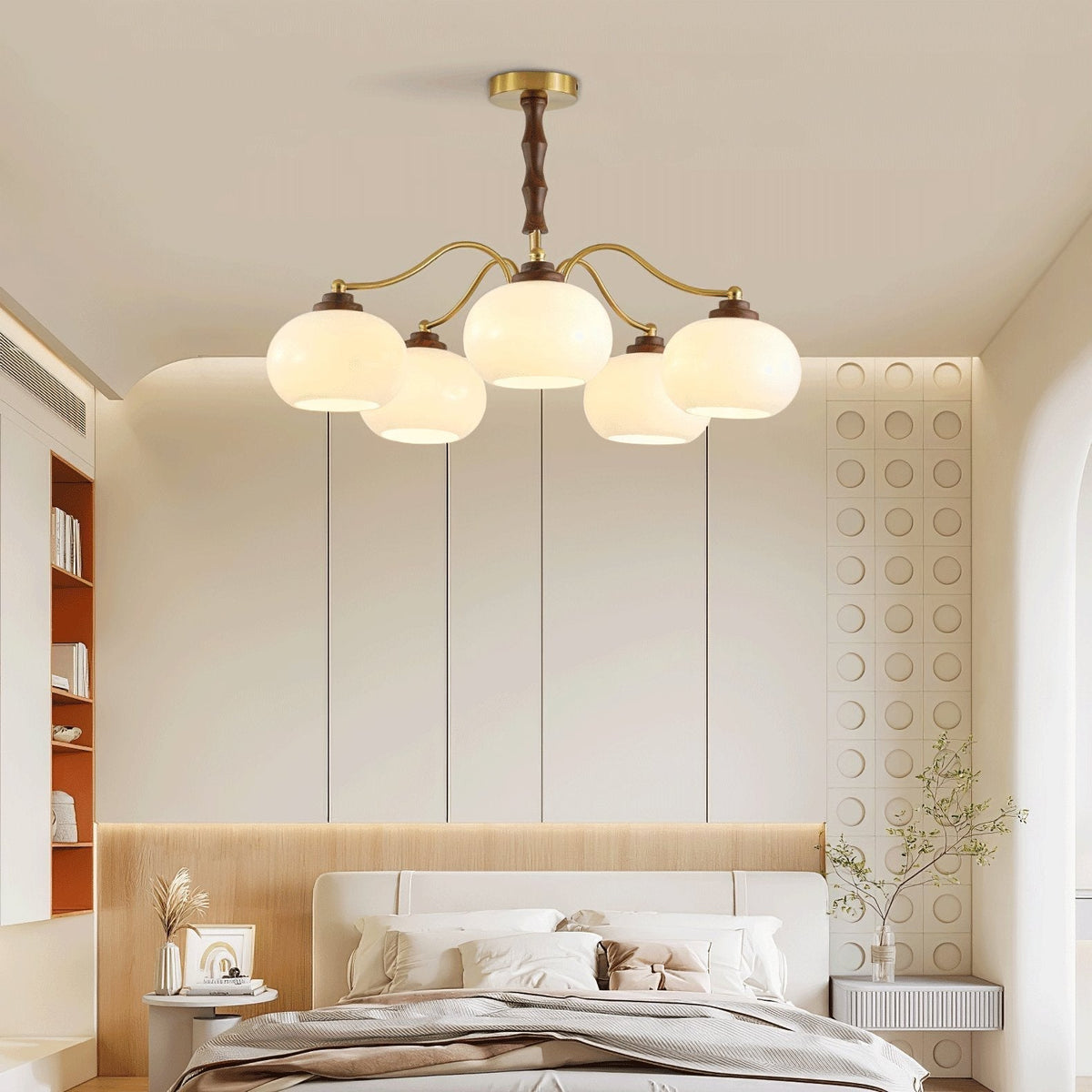 Sylaora Chandelier Walnut Glass Globe