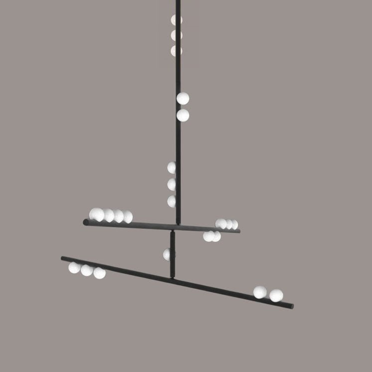 Bara Geometric Brass Linear Pendant Light Chandelier