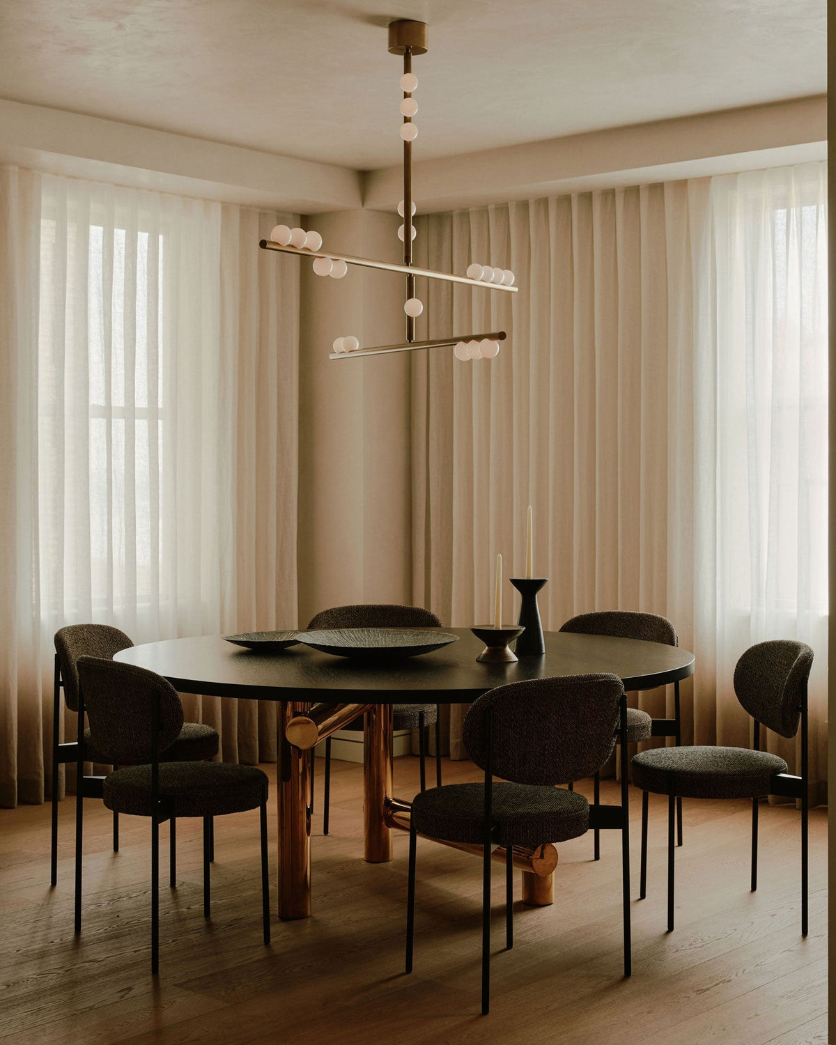 Bara Geometric Brass Linear Pendant Light Chandelier