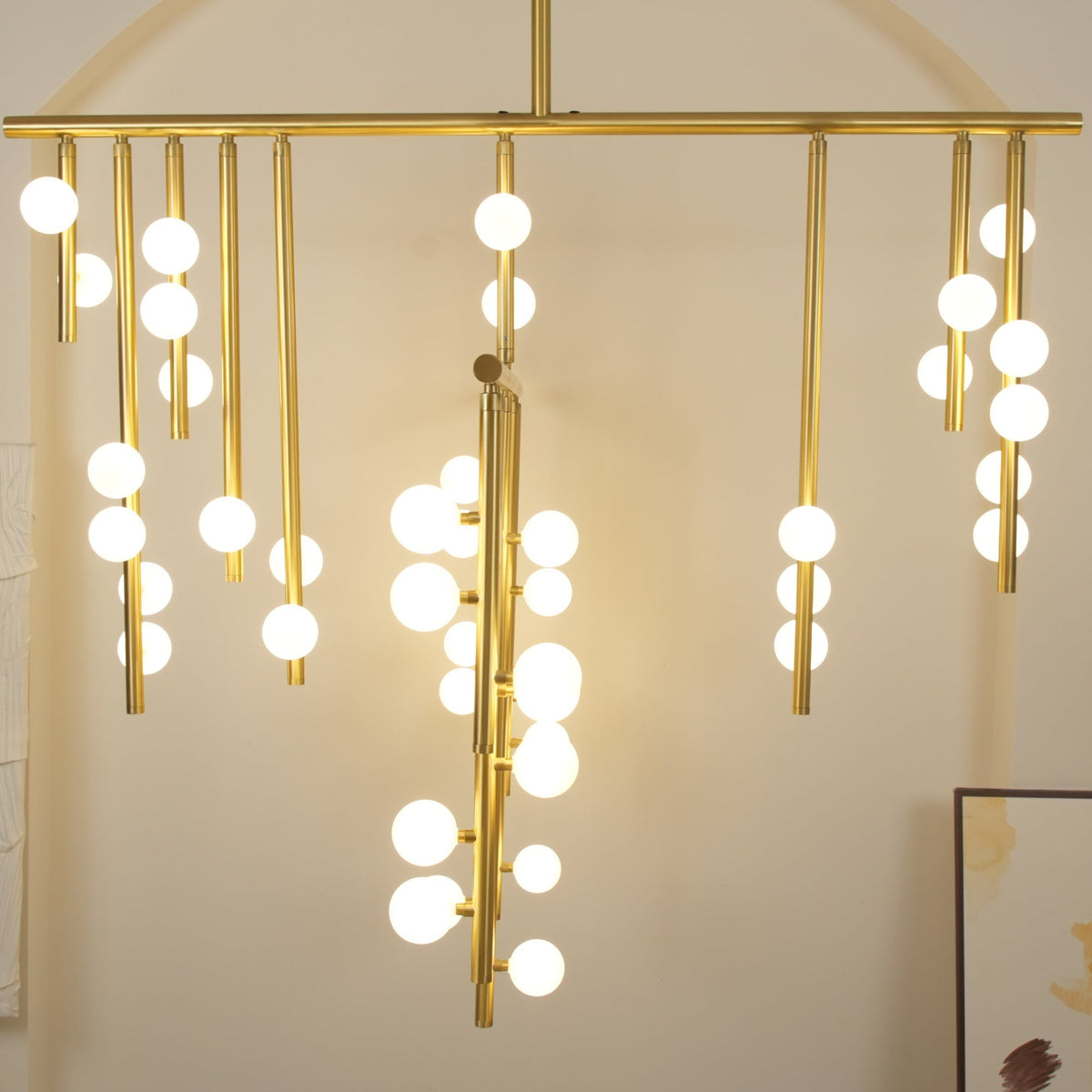 Bara Geometric Brass Linear Pendant Light Chandelier