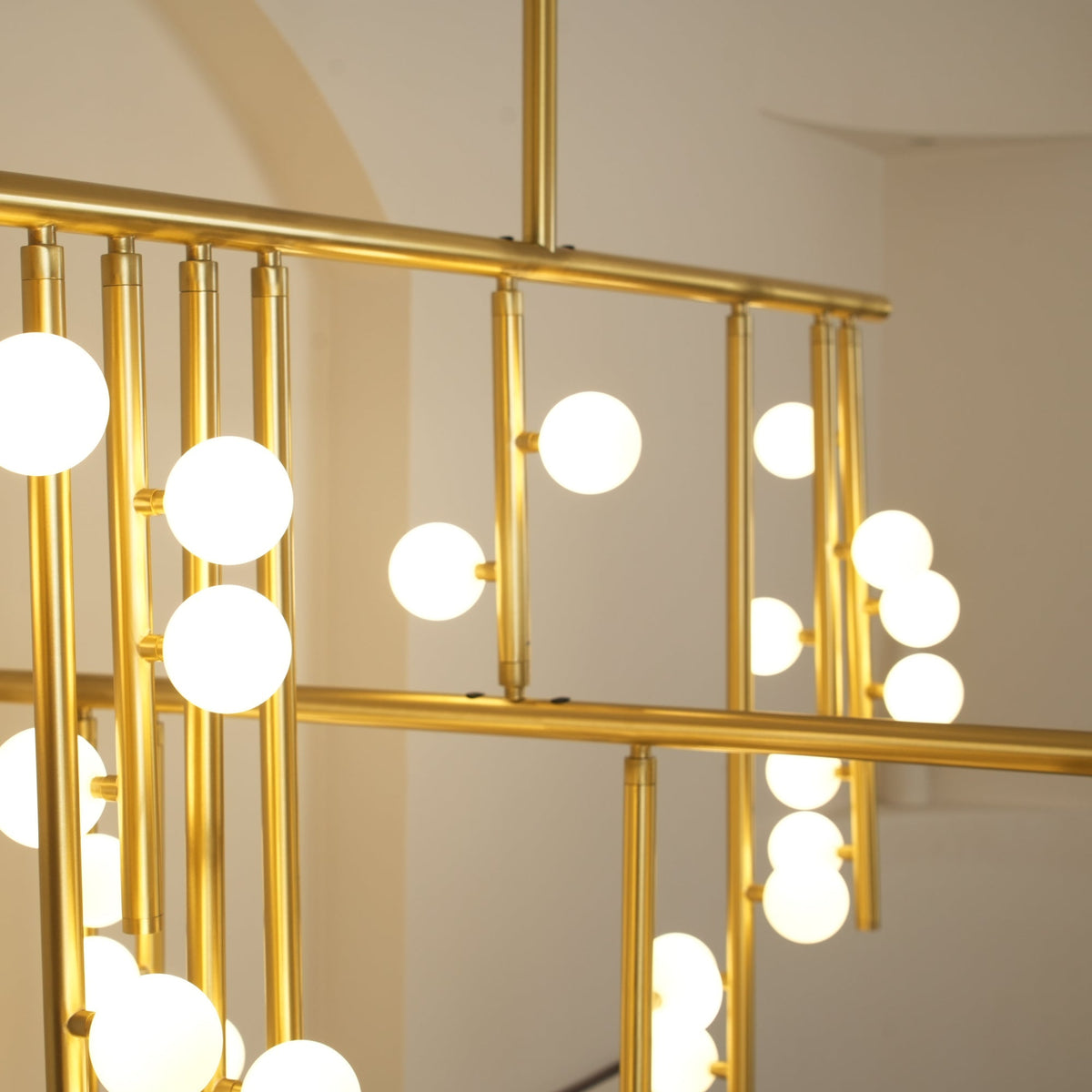 Bara Geometric Brass Linear Pendant Light Chandelier