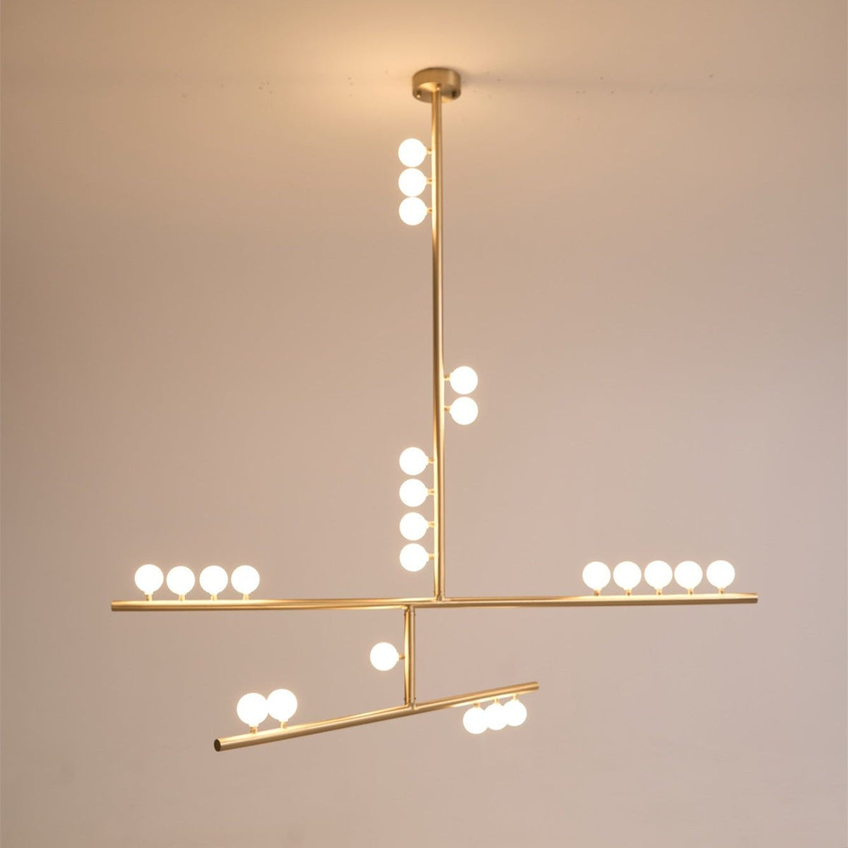 Bara Geometric Brass Linear Pendant Light Chandelier