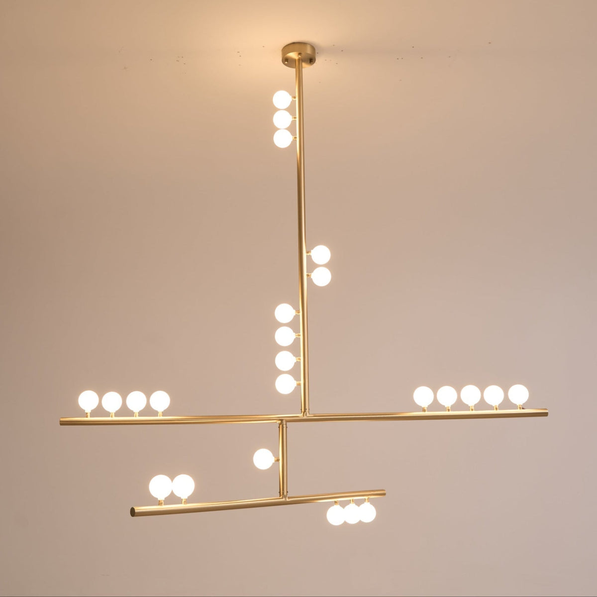 Bara Geometric Brass Linear Pendant Light Chandelier