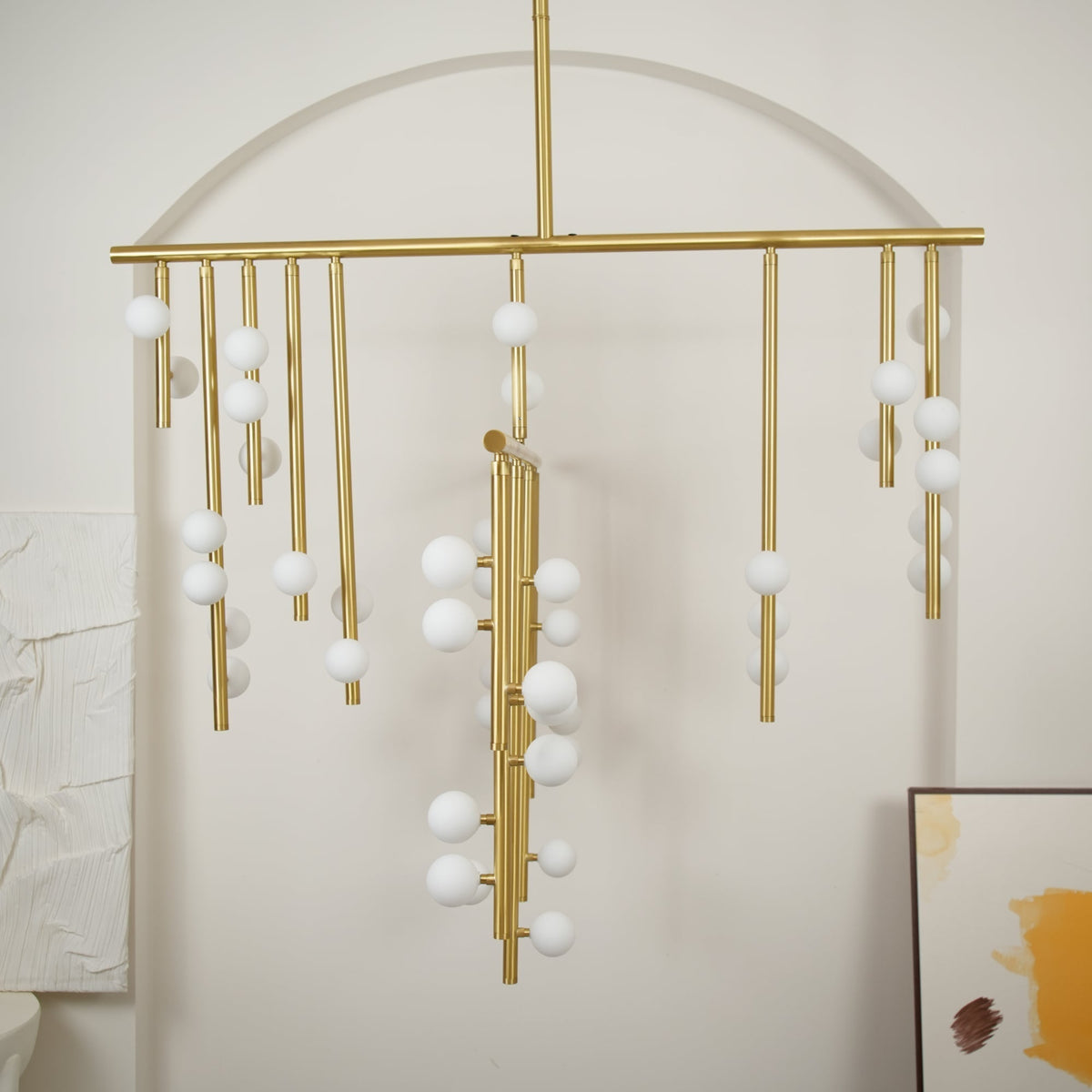 Bara Geometric Brass Linear Pendant Light Chandelier