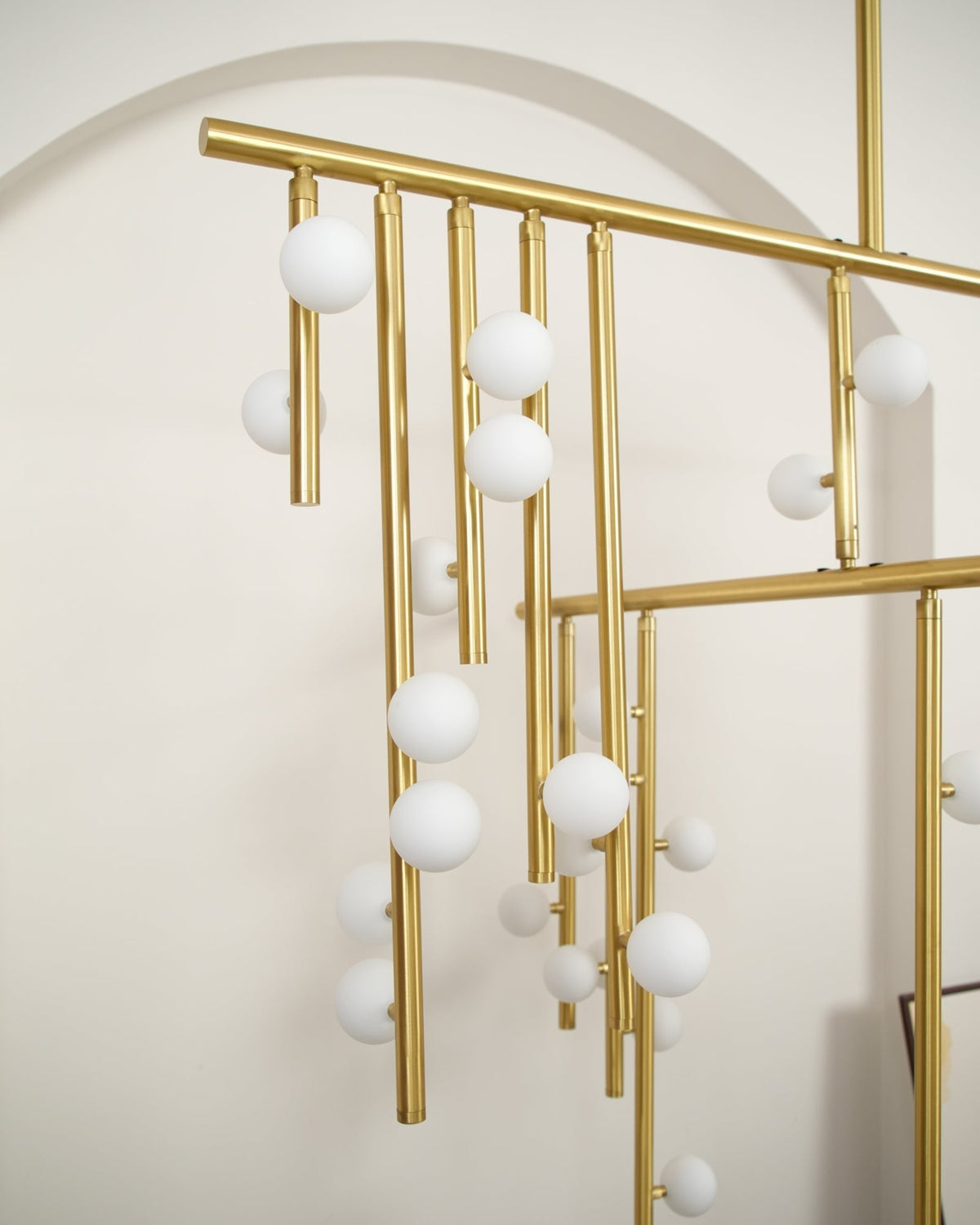 Bara Geometric Brass Linear Pendant Light Chandelier