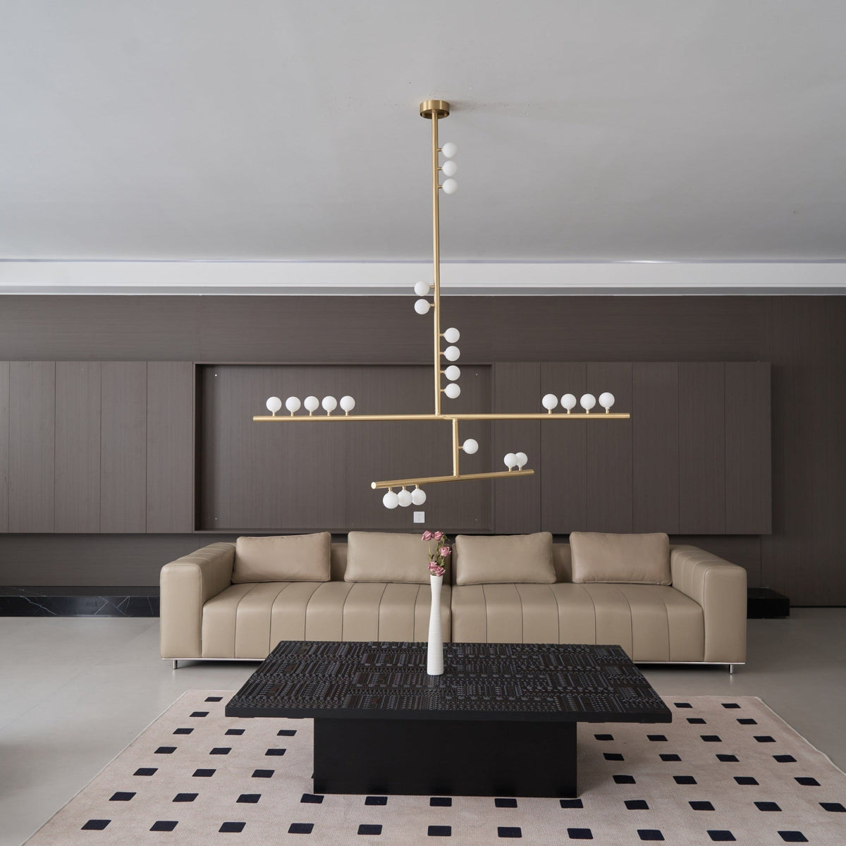 Bara Geometric Brass Linear Pendant Light Chandelier