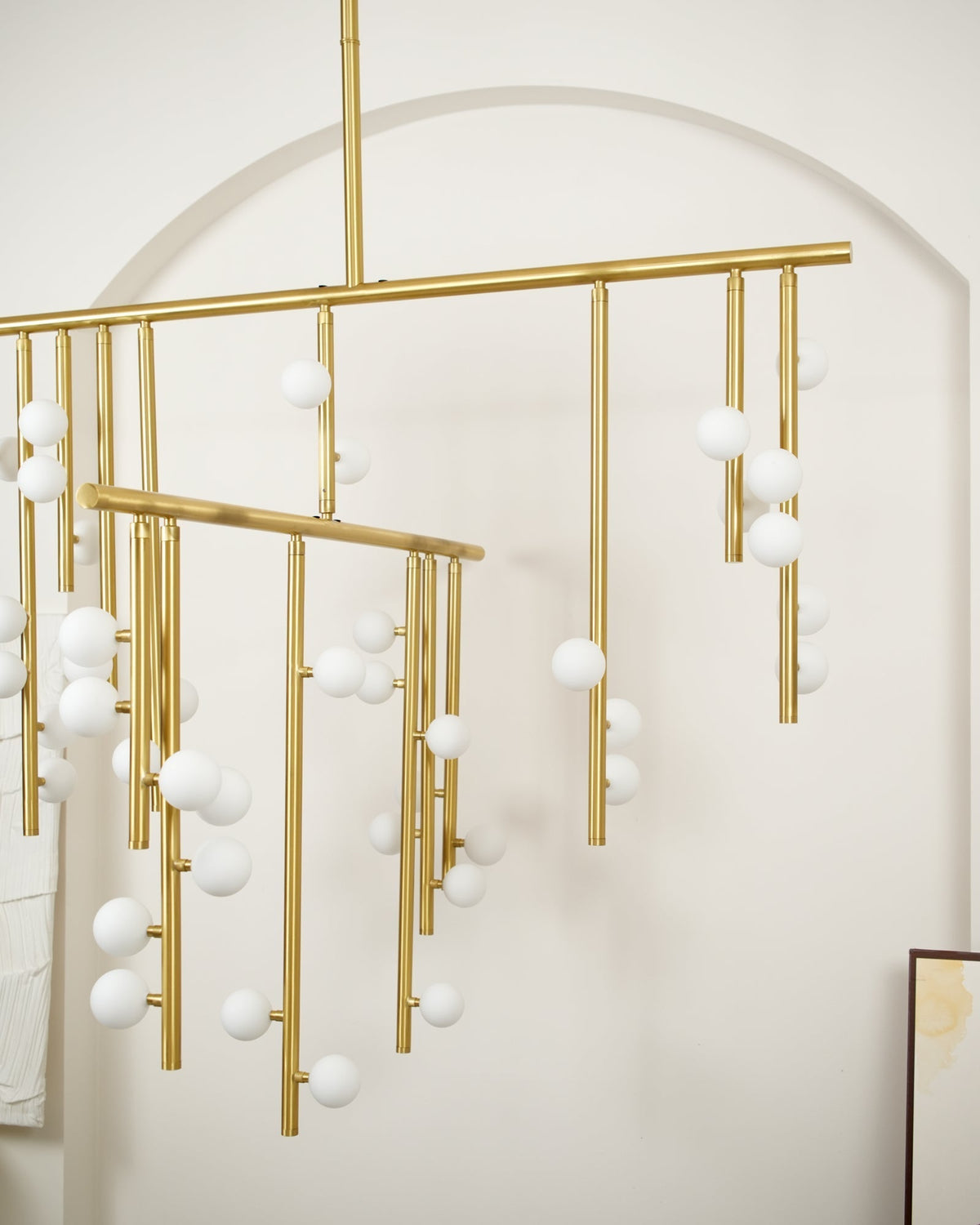 Bara Geometric Brass Linear Pendant Light Chandelier
