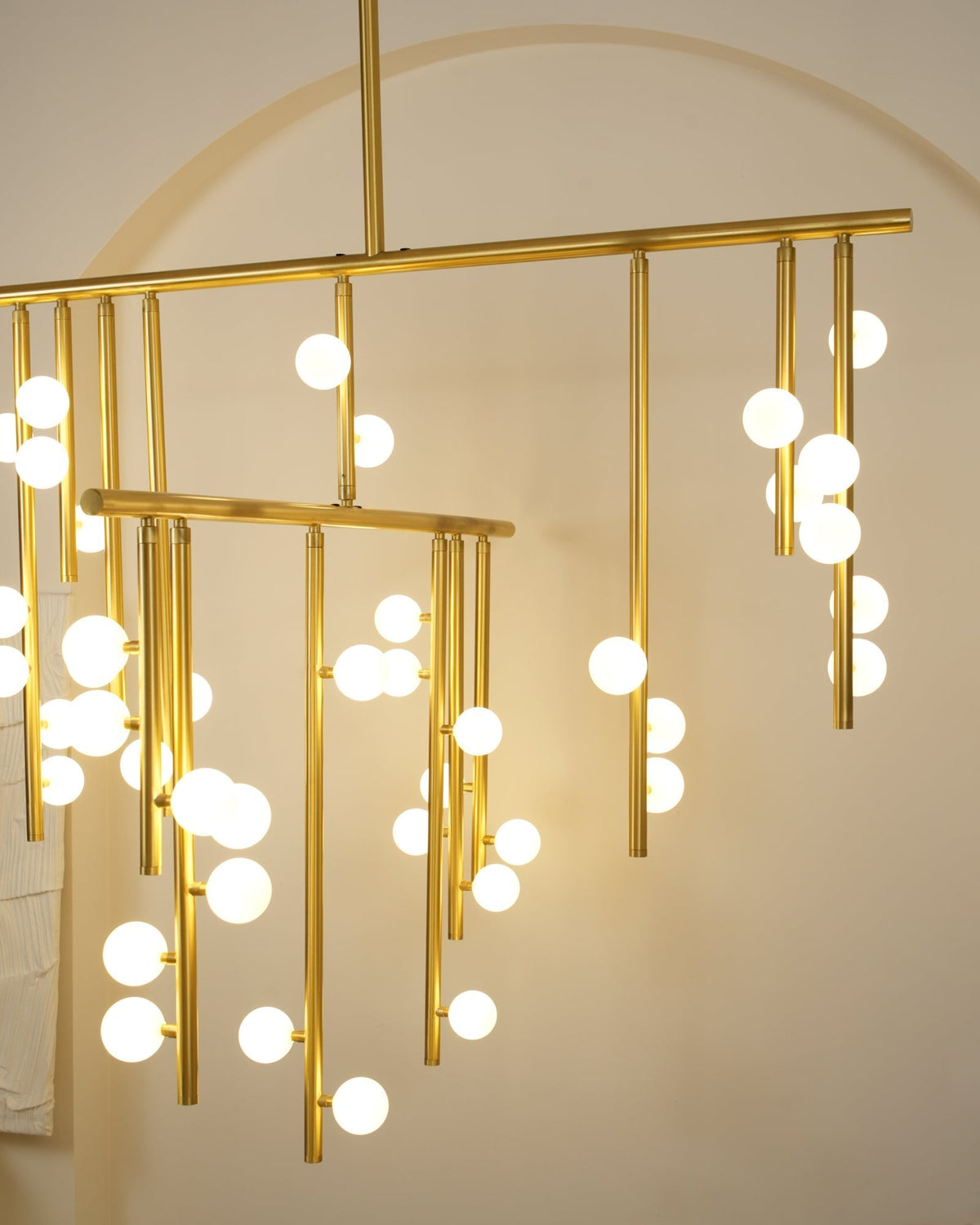 Bara Geometric Brass Linear Pendant Light Chandelier