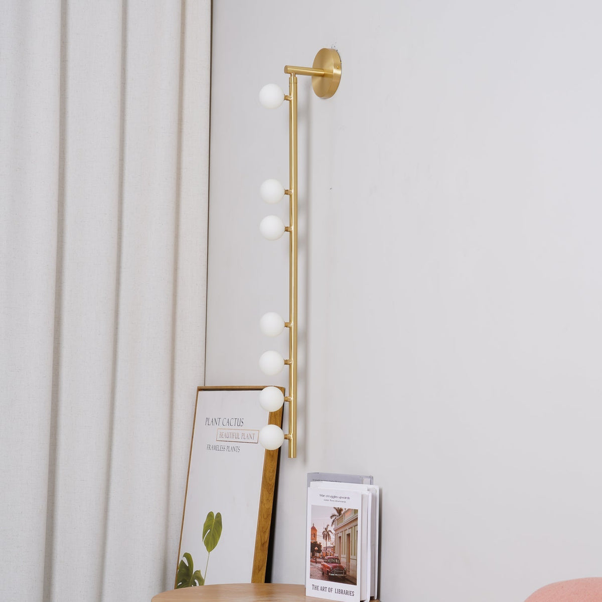 Pamela Tube Plug-in Brass Glass Wall Lamp