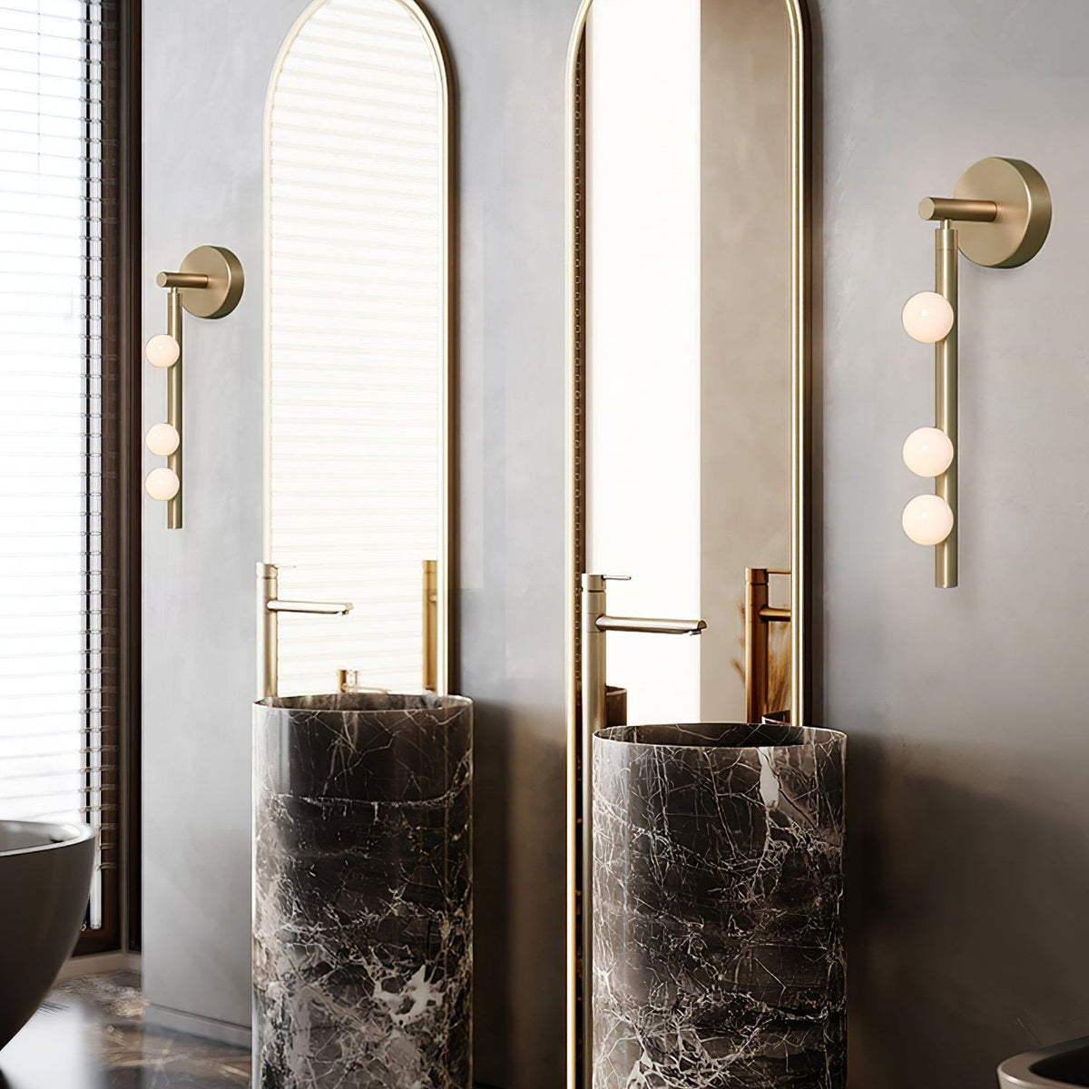 Pamela Tube Plug-in Brass Glass Wall Lamp