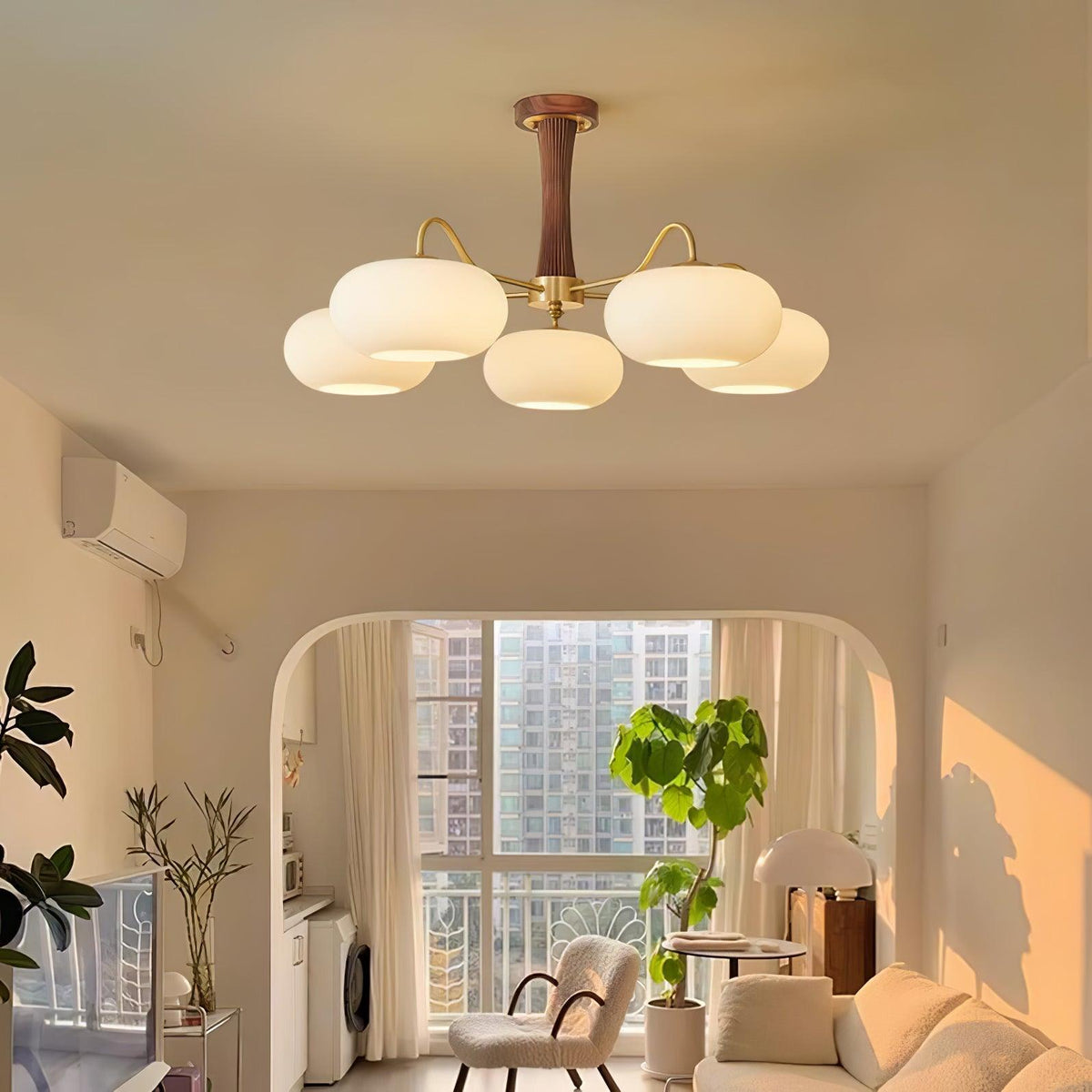 Norwell Brass Wooden Persimmon Chandelier
