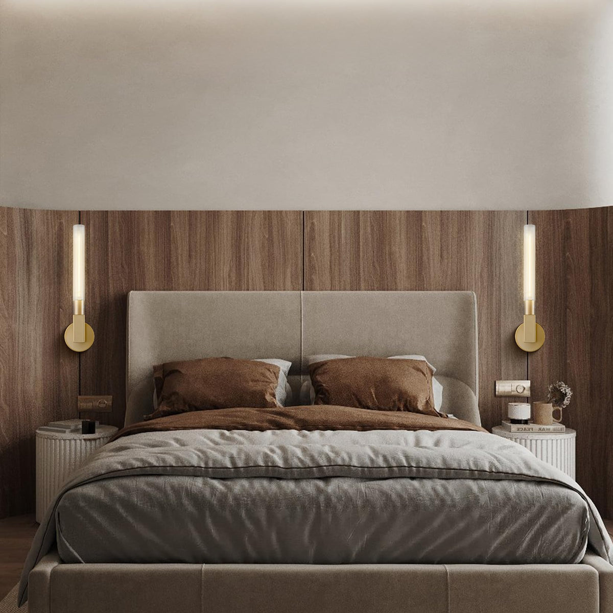Gipavemi Indoor Wall Lamp Glass Brass Mid-century Restaurant Bedroom