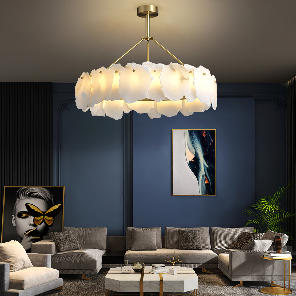 Telen Chandelier Alabaster Layered Halo