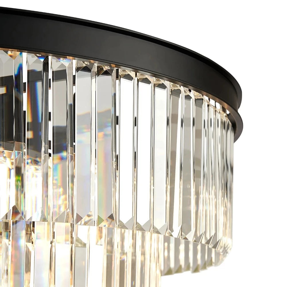 Cugimak Modern LED Decorative Luxury Pendant Light Crystal Metal Black/Gold Ring Bedroom/Living Room
