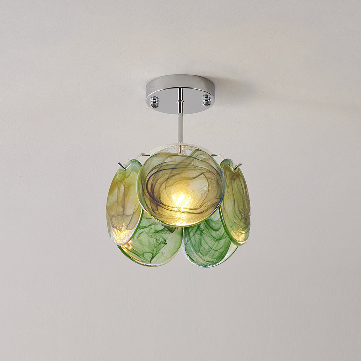 Lenira Ceiling Lamp Blue Art Glass Modern