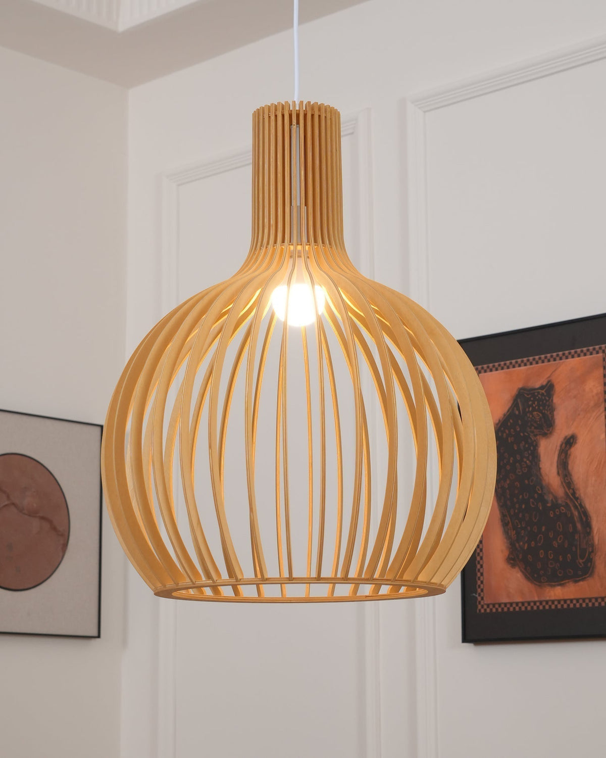 Avenorielle Sculptural Birch Open-Frame Pendant Lamp