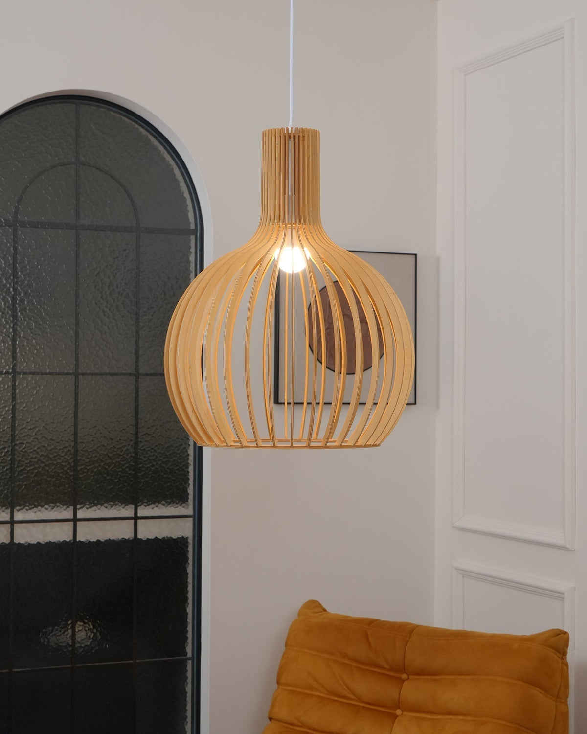 Avenorielle Sculptural Birch Open-Frame Pendant Lamp