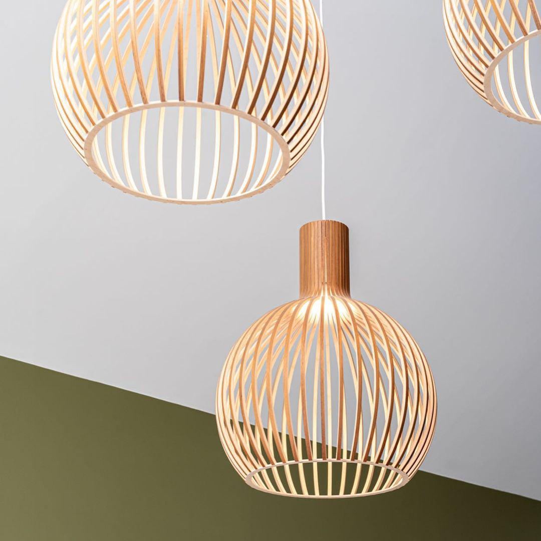 Avenorielle Sculptural Birch Open-Frame Pendant Lamp
