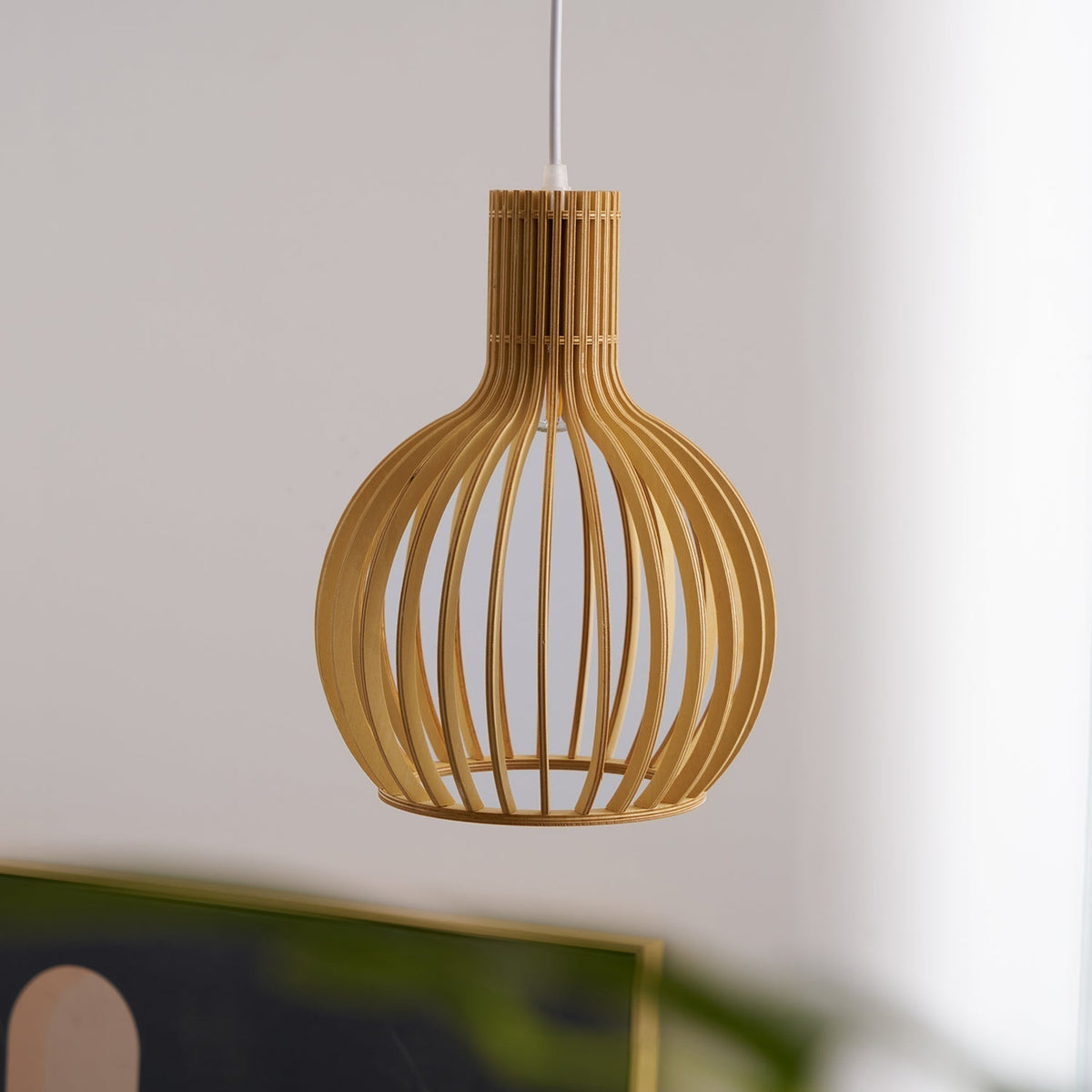 Avenorielle Sculptural Birch Open-Frame Pendant Lamp