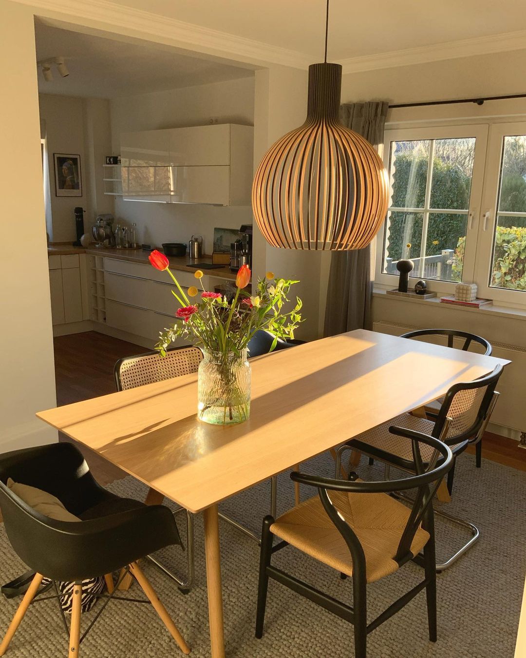 Avenorielle Sculptural Birch Open-Frame Pendant Lamp