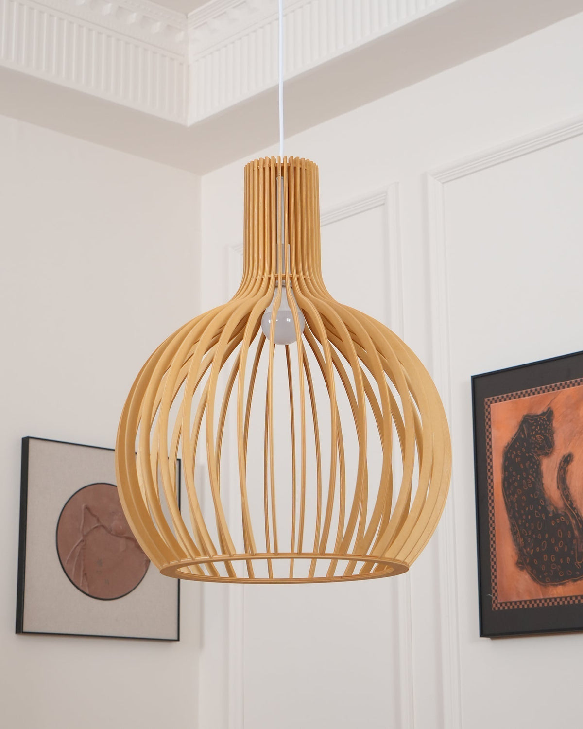 Avenorielle Sculptural Birch Open-Frame Pendant Lamp
