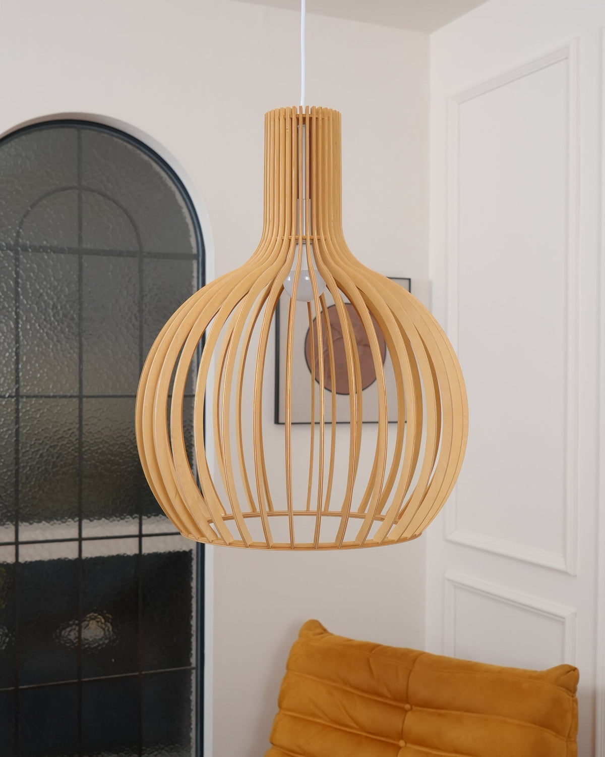 Avenorielle Sculptural Birch Open-Frame Pendant Lamp