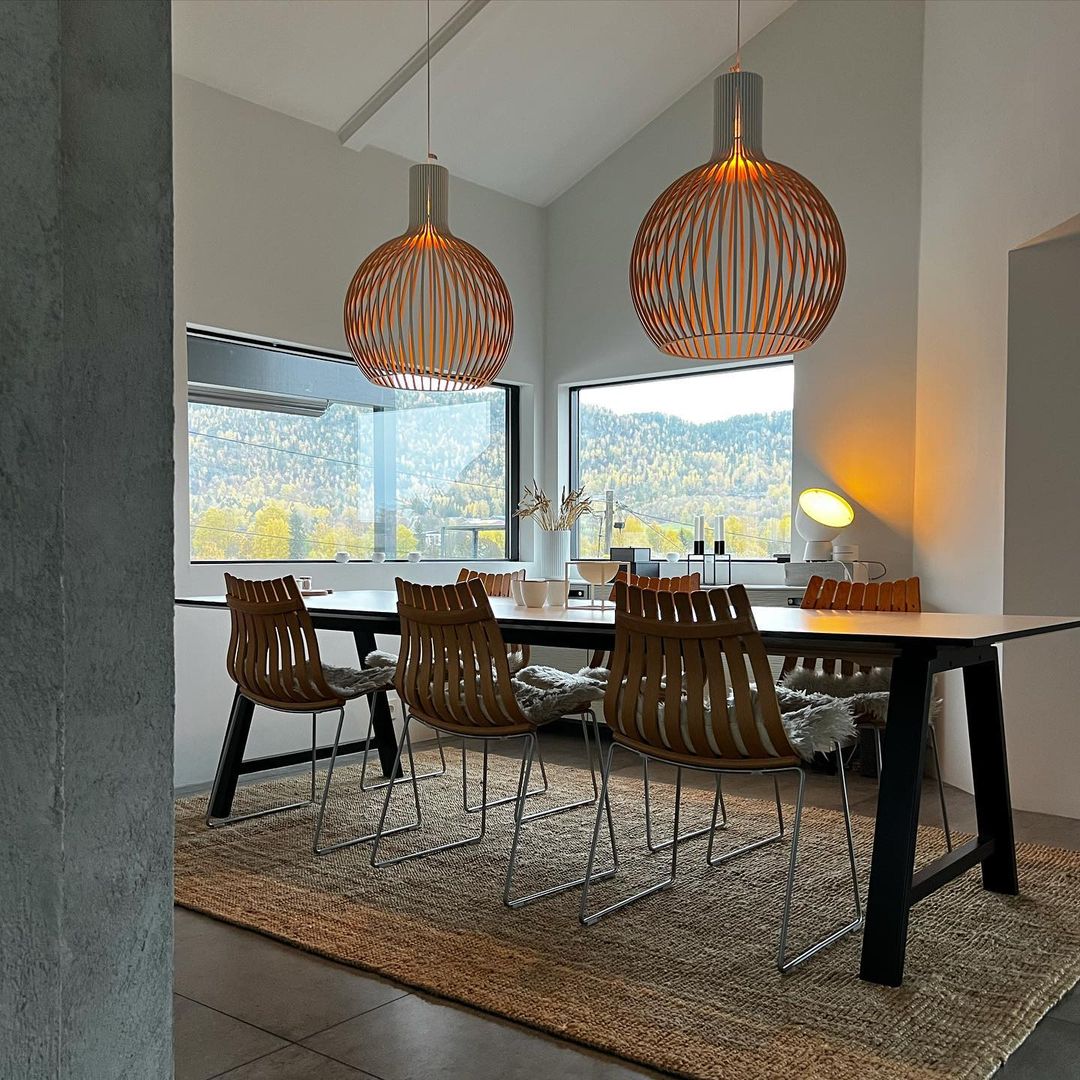 Avenorielle Sculptural Birch Open-Frame Pendant Lamp