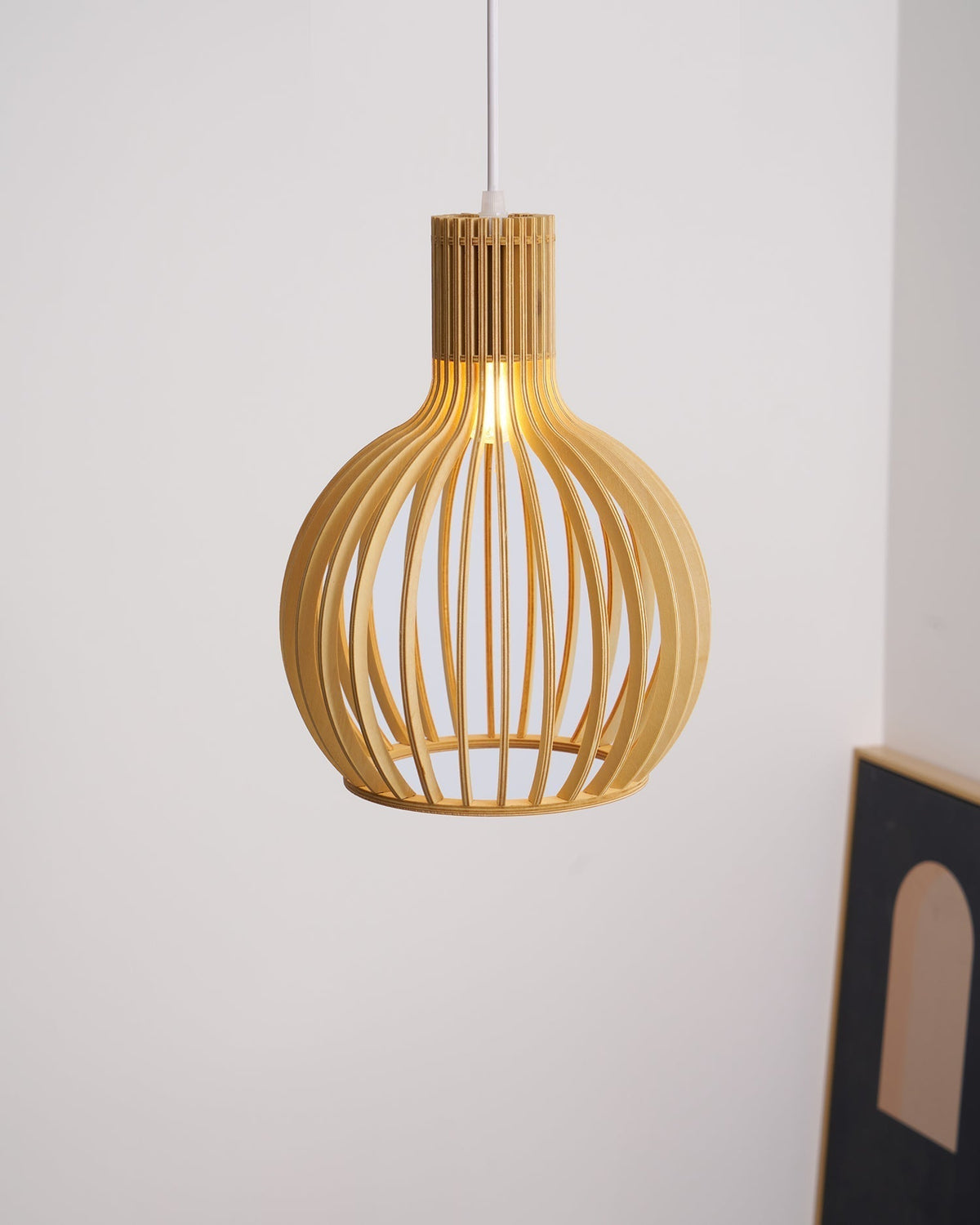 Avenorielle Sculptural Birch Open-Frame Pendant Lamp