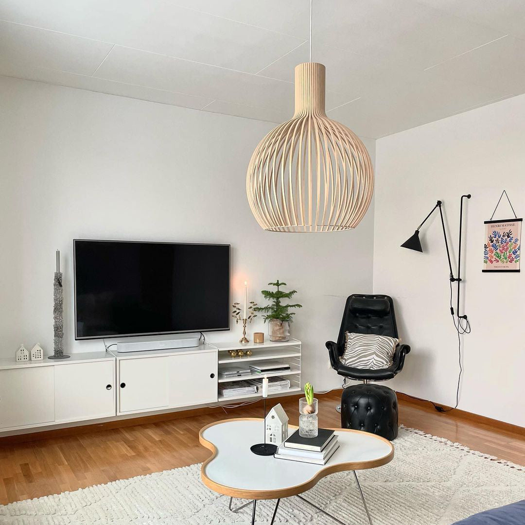 Avenorielle Sculptural Birch Open-Frame Pendant Lamp