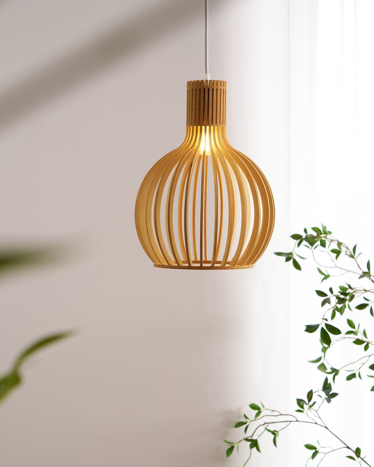 Avenorielle Sculptural Birch Open-Frame Pendant Lamp