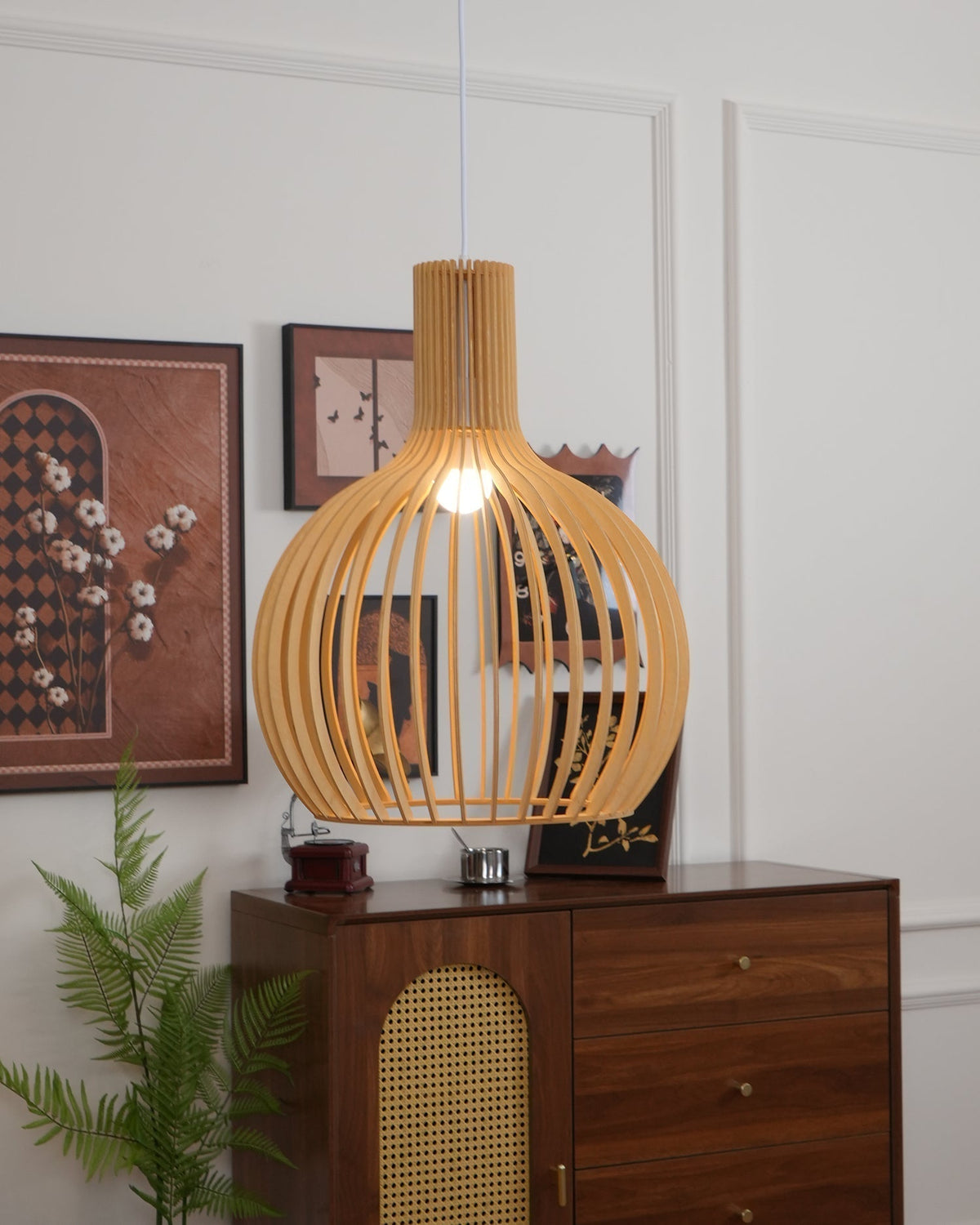 Avenorielle Sculptural Birch Open-Frame Pendant Lamp