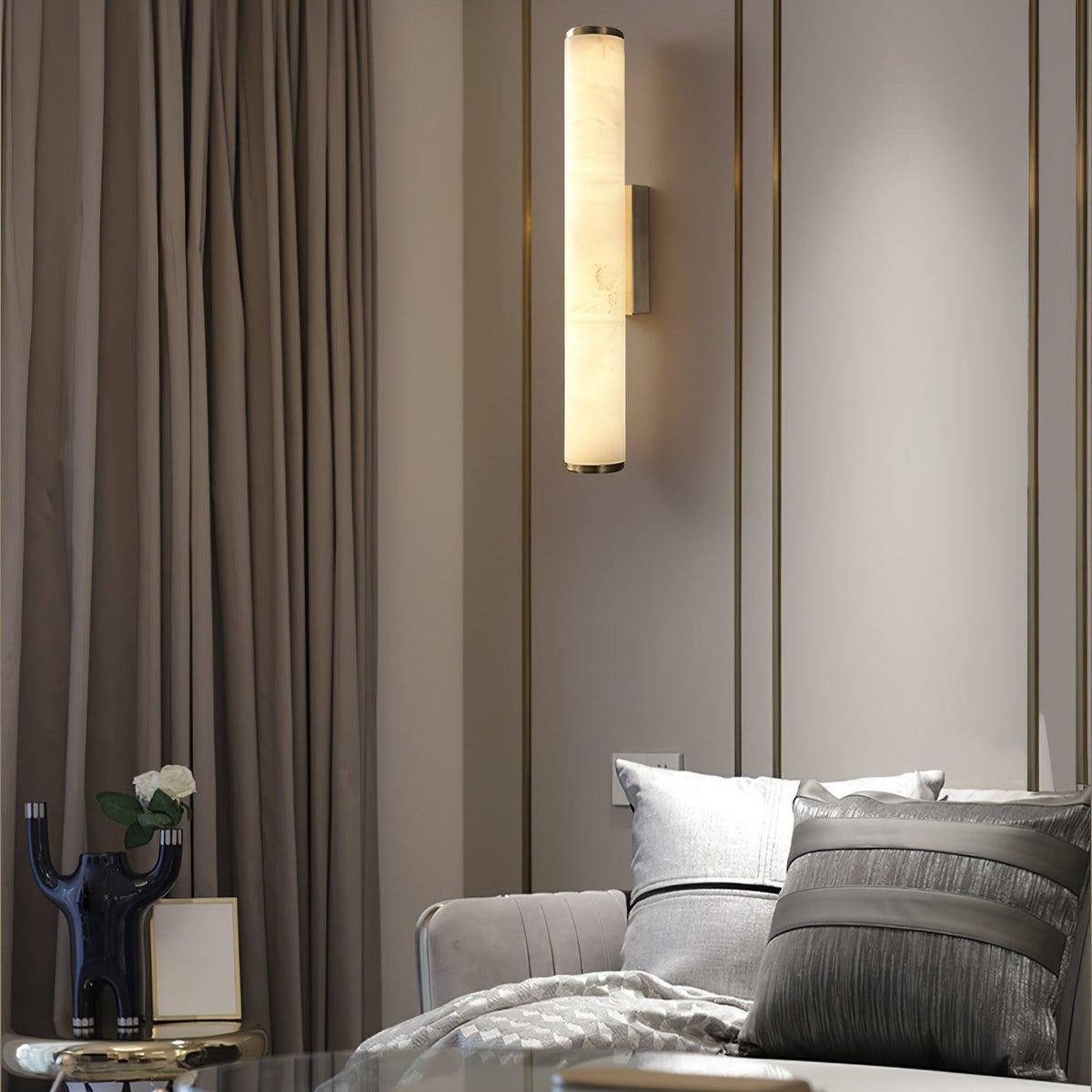 Wegobam Alabaster Vertical Cylindrical Wall Lamp