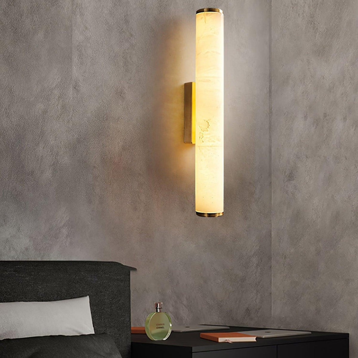 Wegobam Alabaster Vertical Cylindrical Wall Lamp