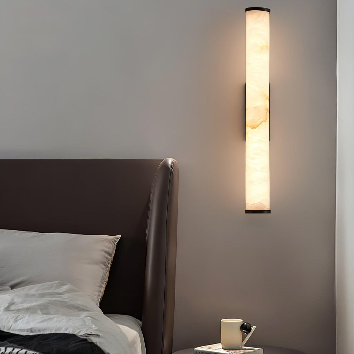 Wegobam Alabaster Vertical Cylindrical Wall Lamp
