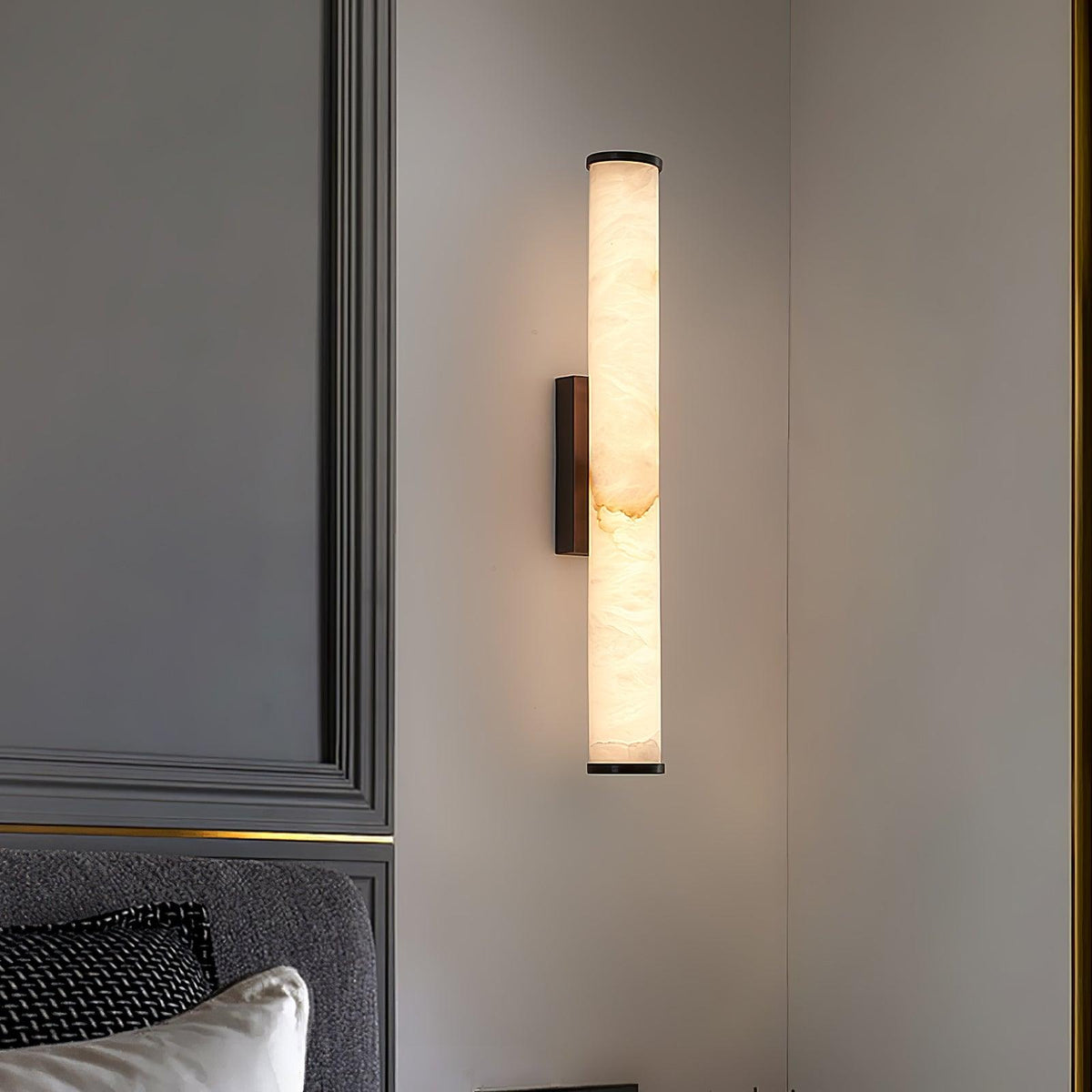 Wegobam Alabaster Vertical Cylindrical Wall Lamp