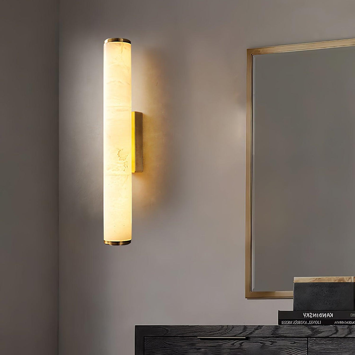 Wegobam Alabaster Vertical Cylindrical Wall Lamp
