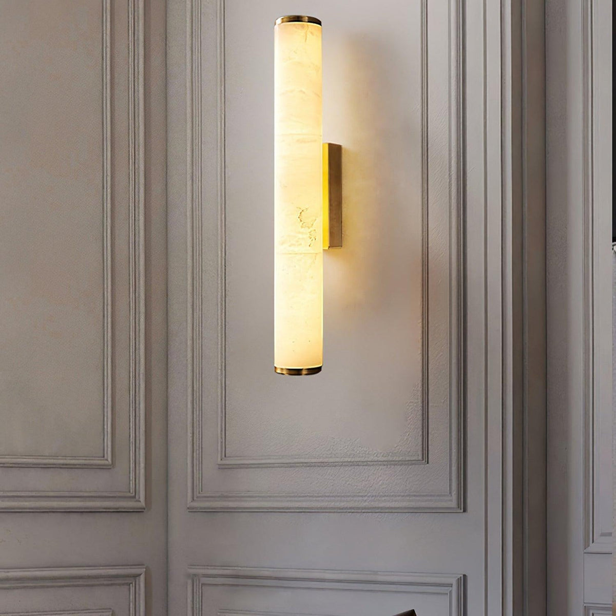 Wegobam Alabaster Vertical Cylindrical Wall Lamp