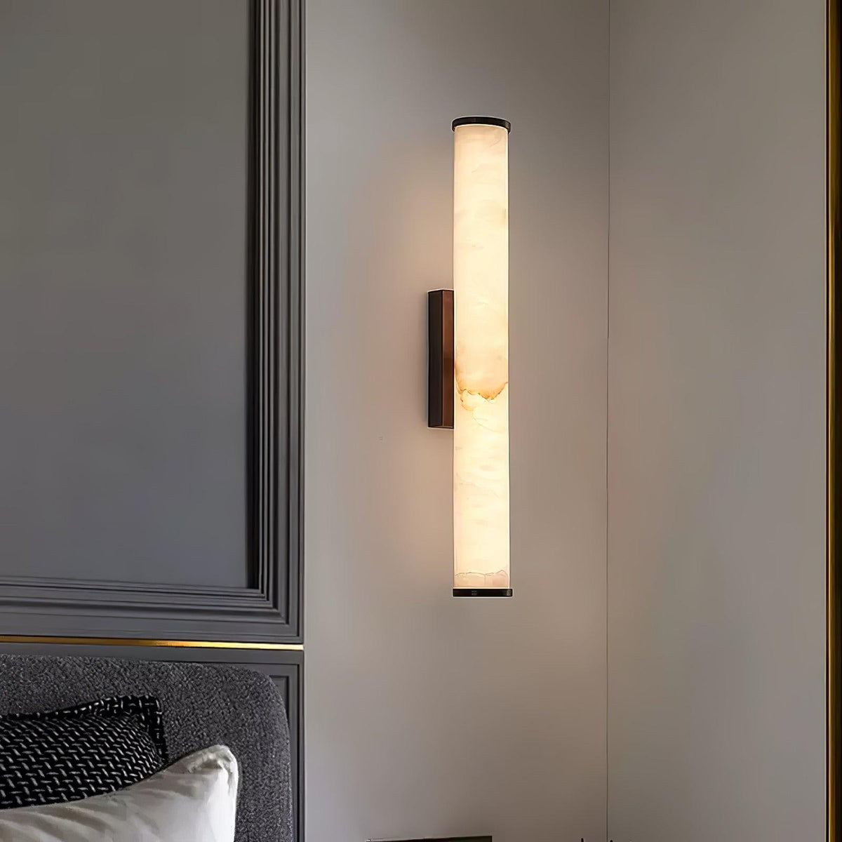 Wegobam Alabaster Vertical Cylindrical Wall Lamp