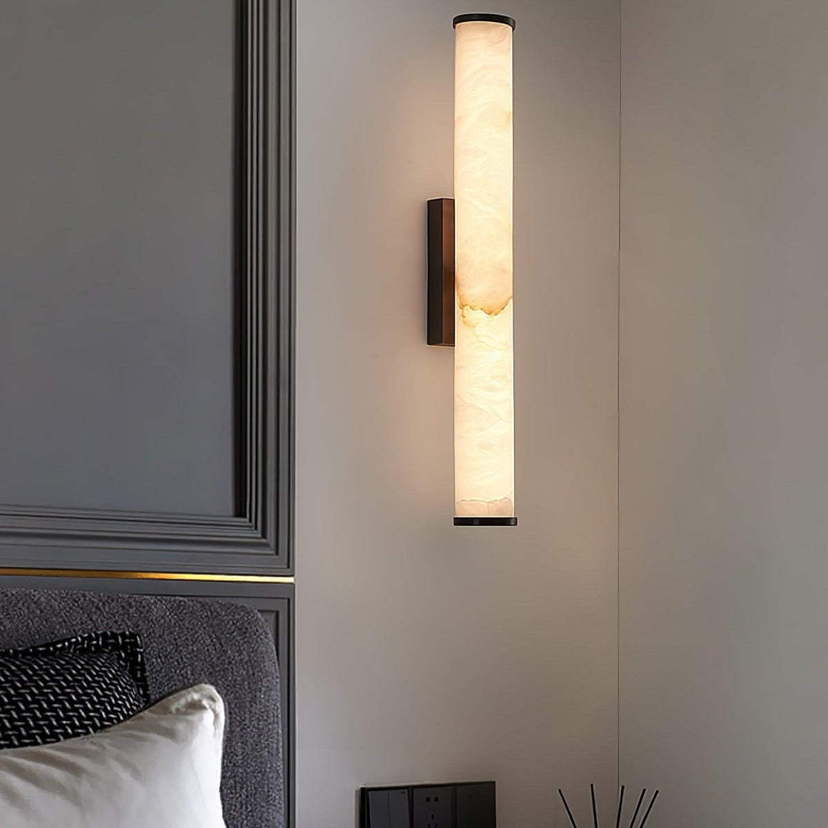 Wegobam Alabaster Vertical Cylindrical Wall Lamp