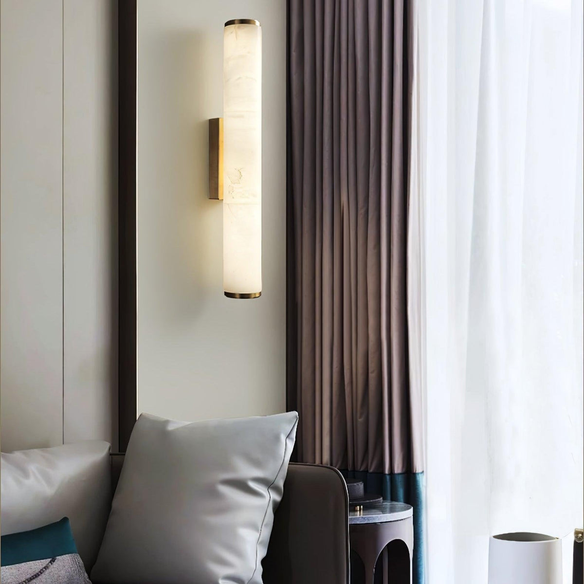 Wegobam Alabaster Vertical Cylindrical Wall Lamp