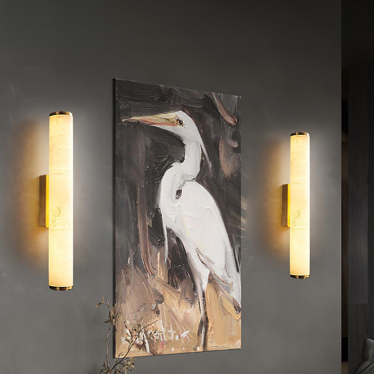 Wegobam Alabaster Vertical Cylindrical Wall Lamp