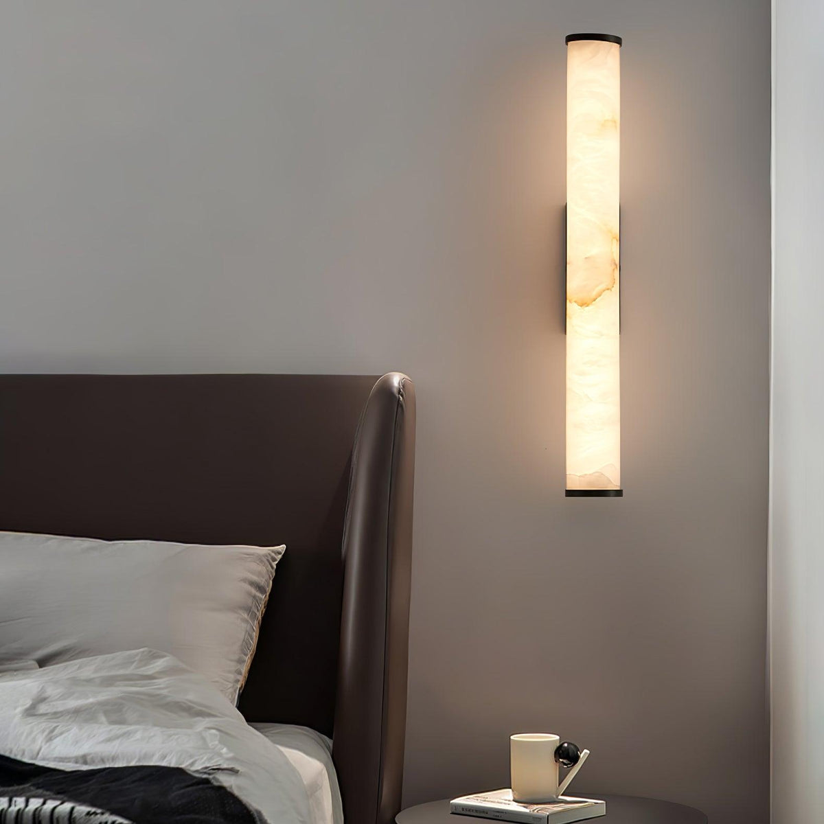 Wegobam Alabaster Vertical Cylindrical Wall Lamp