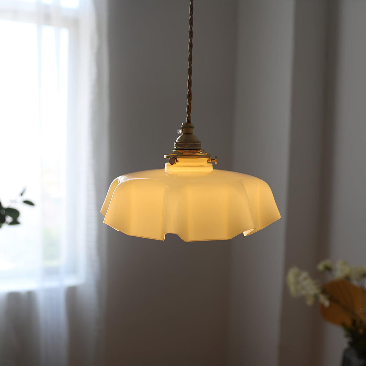 Sepalom Farmhouse Ruffled Pendant Light