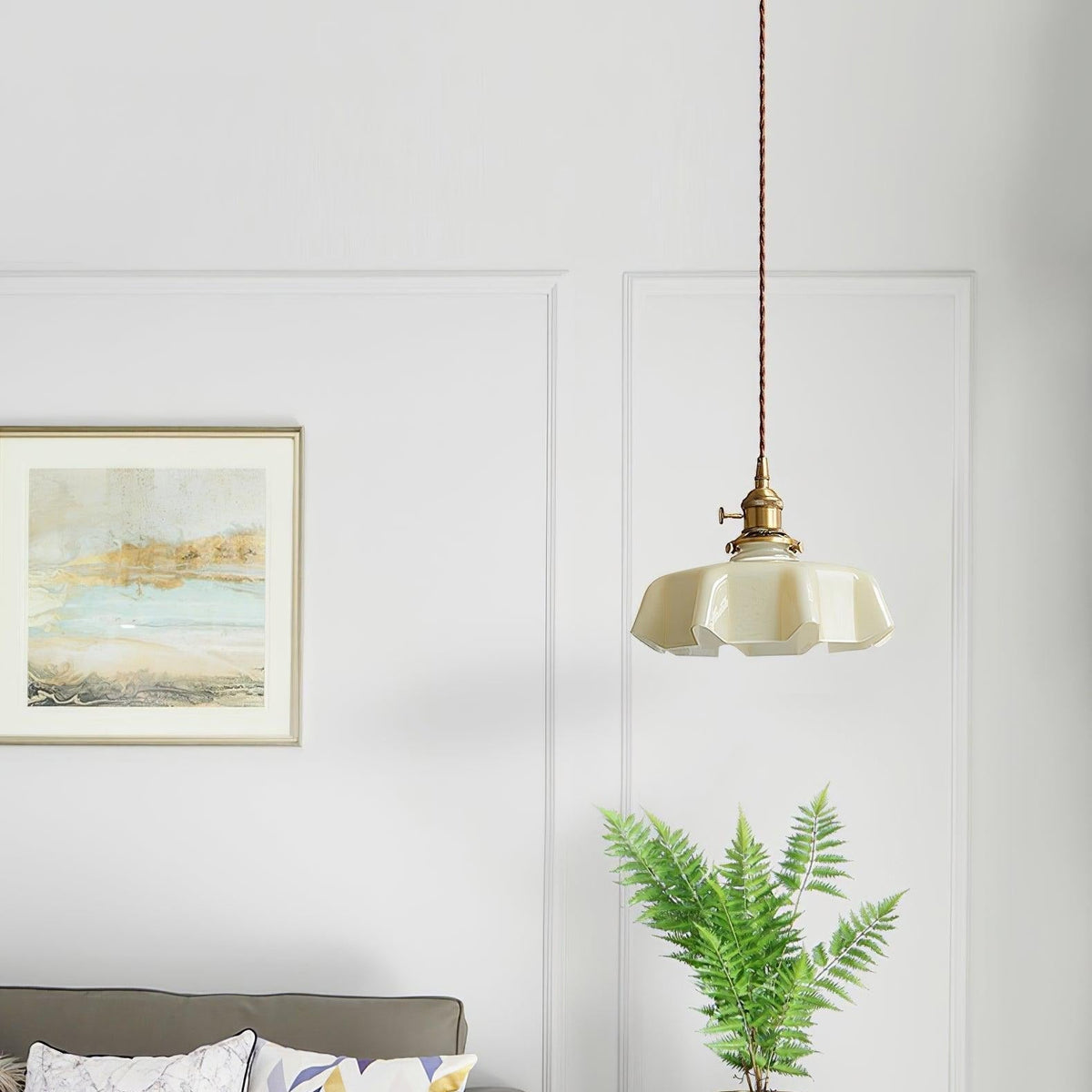 Sepalom Farmhouse Ruffled Pendant Light