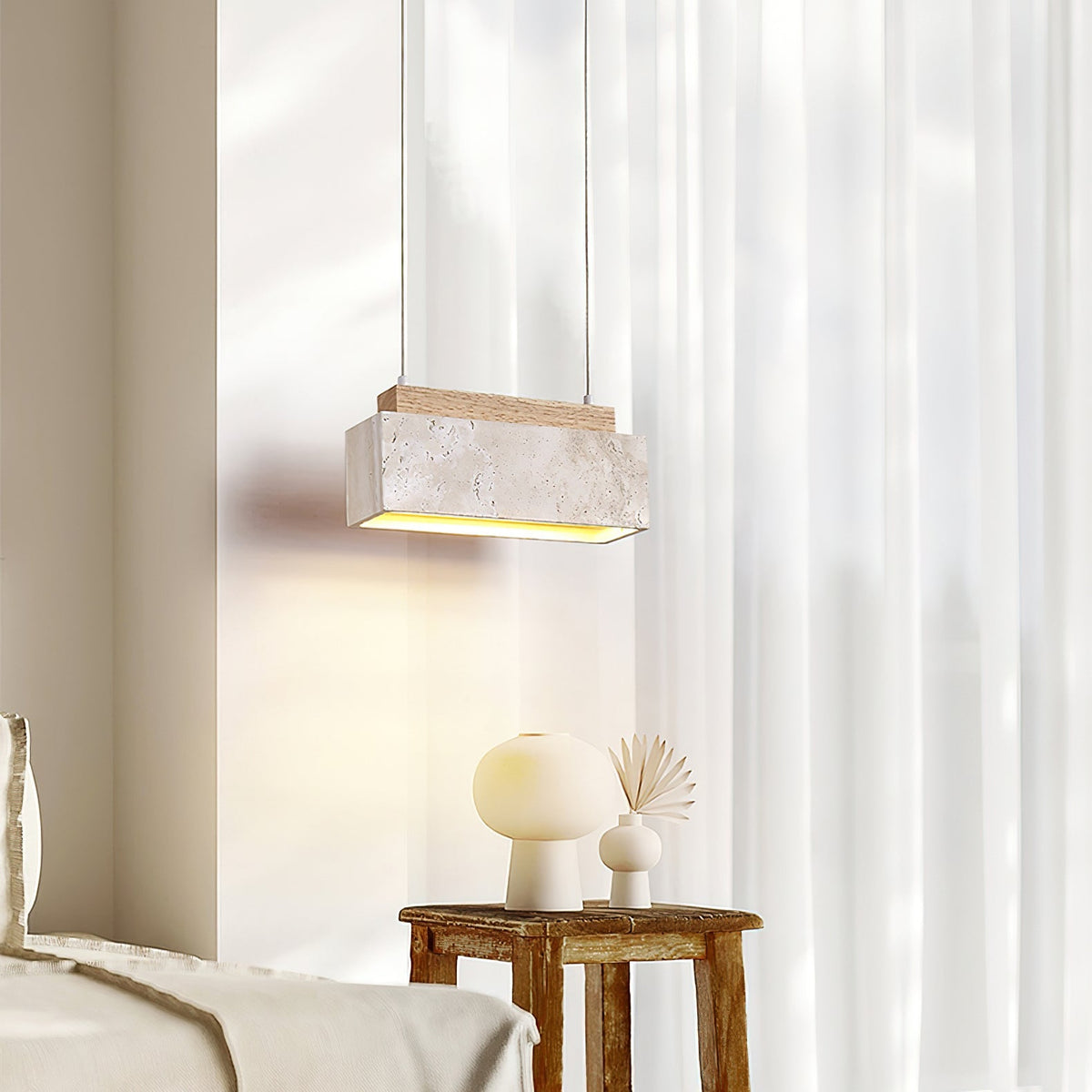 Ciraeila Rectangular Travertine Pendant Light